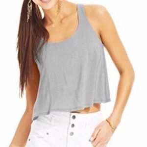 Bebe Grey Racerback Crop Tank Top